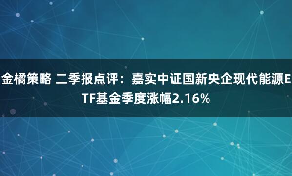 金橘策略 二季报点评：嘉实中证国新央企现代能源ETF基金季度涨幅2.16%