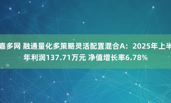 嘉多网 融通量化多策略灵活配置混合A：2025年上半年利润137.71万元 净值增长率6.78%